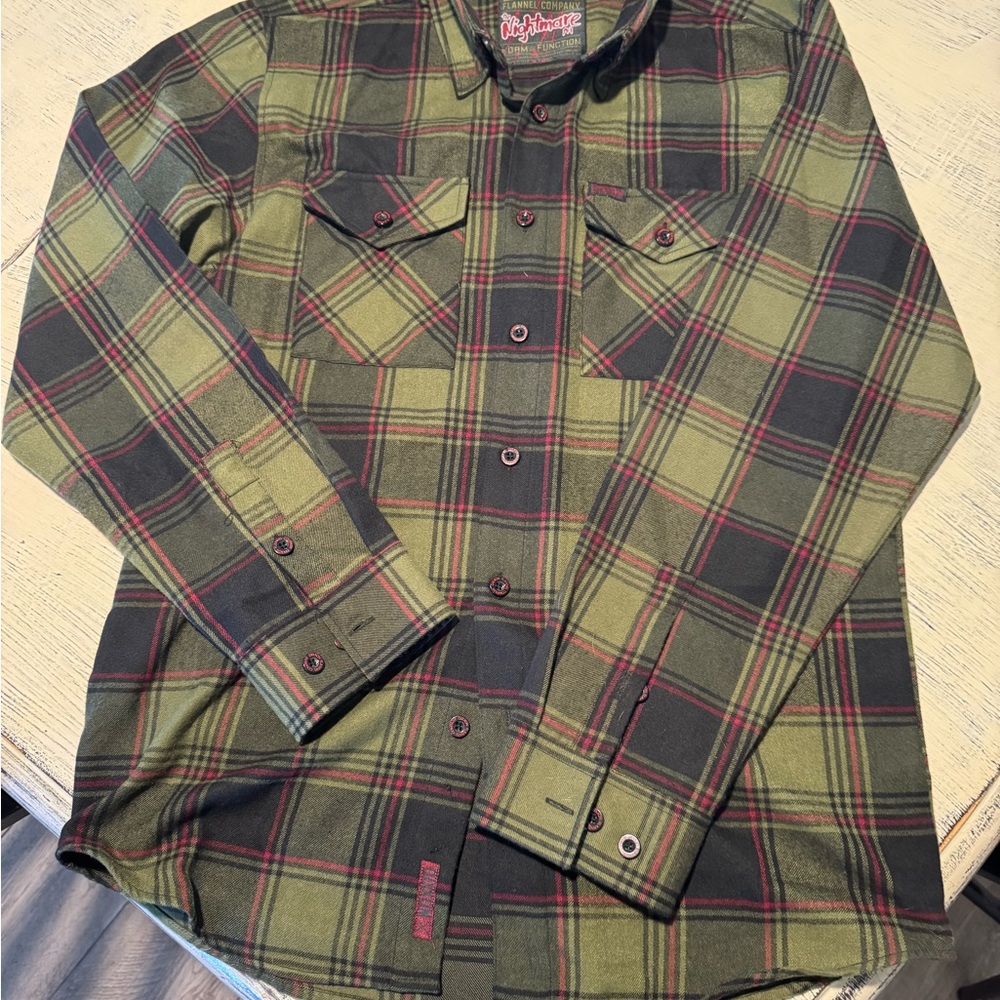 DIXXON Olive and Black Plaid Flannel Shirt